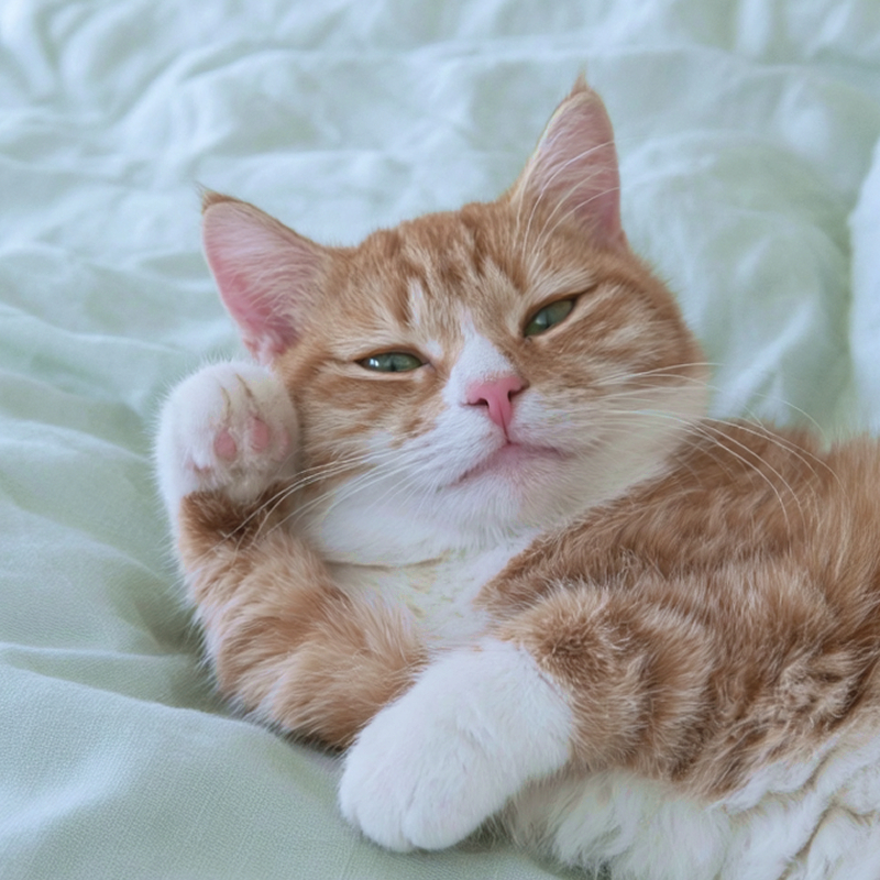 面白いポーズでリラックスした猫のフリーアイコン