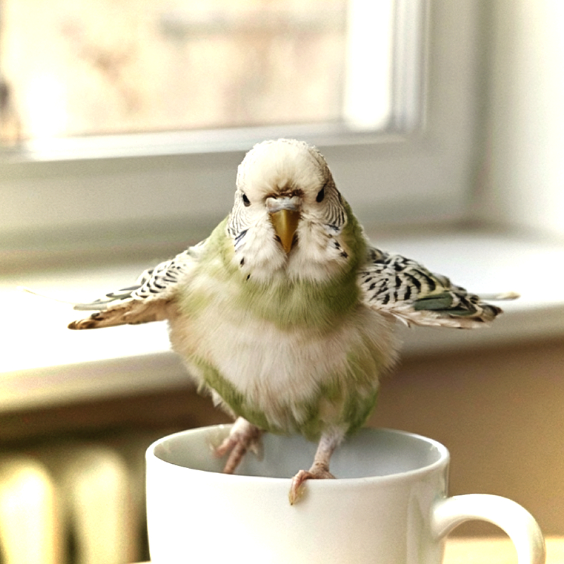 両手を広げたインコのフリーアイコン