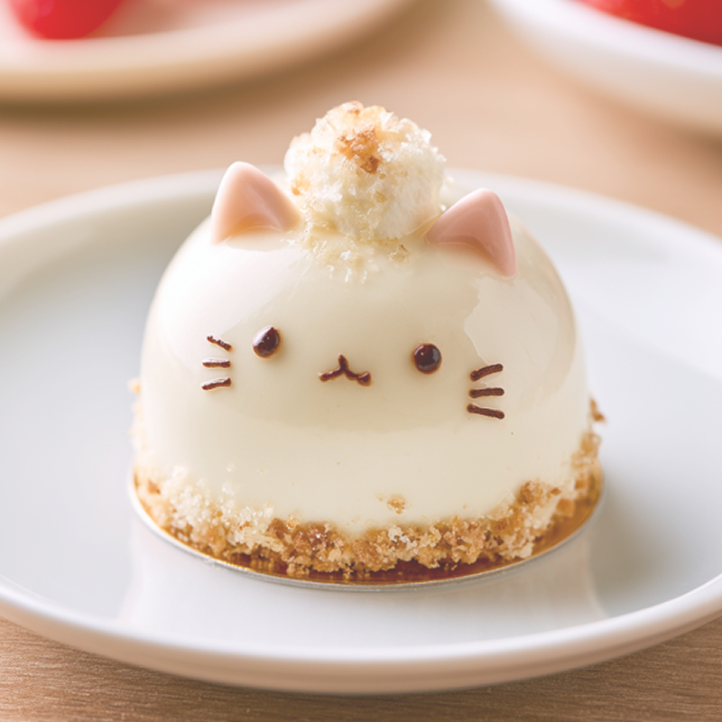 猫型ケーキのフリーアイコン