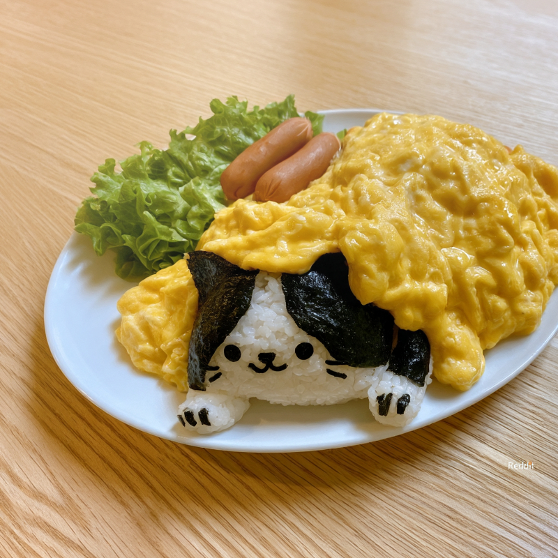 猫のオムライスのフリーアイコン