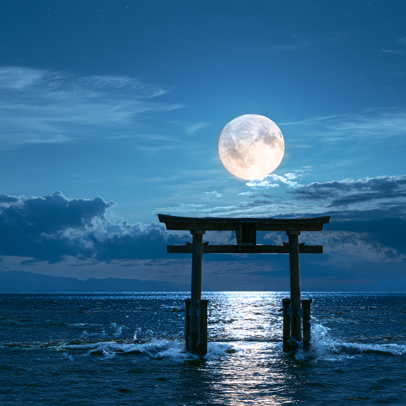 神秘的な海の鳥居のフリーアイコン